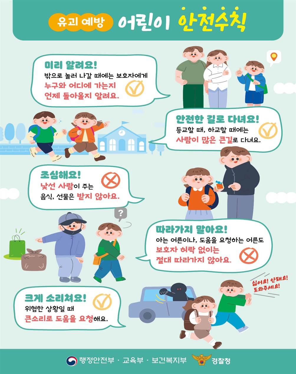어린이 유괴예방을 위한 어린이 안전수칙